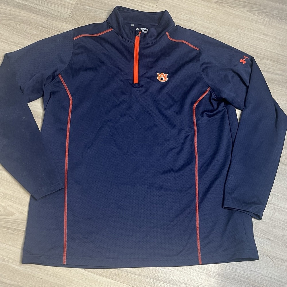 Under Armour Auburn Tigers Mens 2XL Golf Blue Performance Stretch Quarter Zip